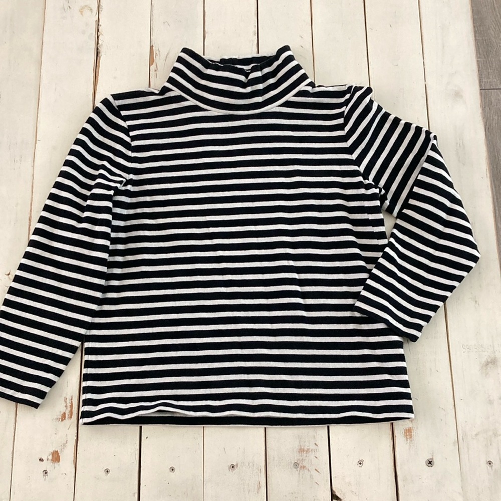 J. Crew Black and White Long Sleeve Mock Turtleneck w/ Classic Stripes